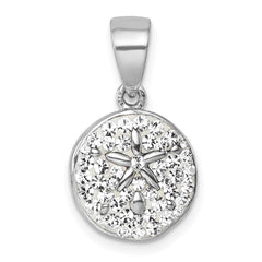 Sterling Silver Rhodium-Plated Polished Crystal Sand Dollar Pendant IP-133