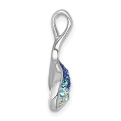 Sterling Silver Rhodium-Plated Polished Crystal Whales Tail Pendant IP-136