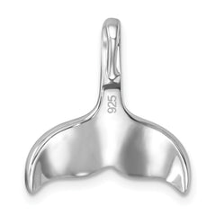 Sterling Silver Rhodium-Plated Polished Crystal Whales Tail Pendant IP-136
