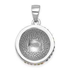 Sterling Silver Rhodium-plated Polished Multi-Color Crystal Beach Ball Pend IP-137