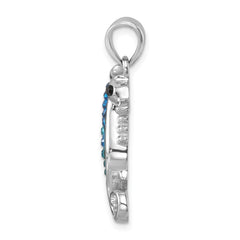 Sterling Silver Rhodium-plated Polished Crystal Seahorse Pendant IP-162