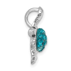 Sterling Silver Rhodium-plated Polished Crystal Turtle Chain Slide IP-179