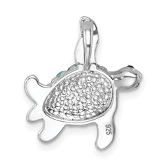 Sterling Silver Rhodium-plated Polished Crystal Turtle Chain Slide IP-179