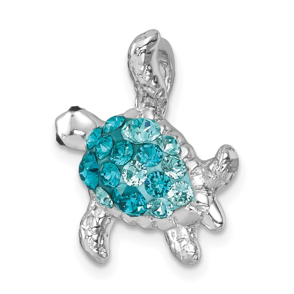 Sterling Silver Rhodium-plated Polished Crystal Turtle Chain Slide IP-179