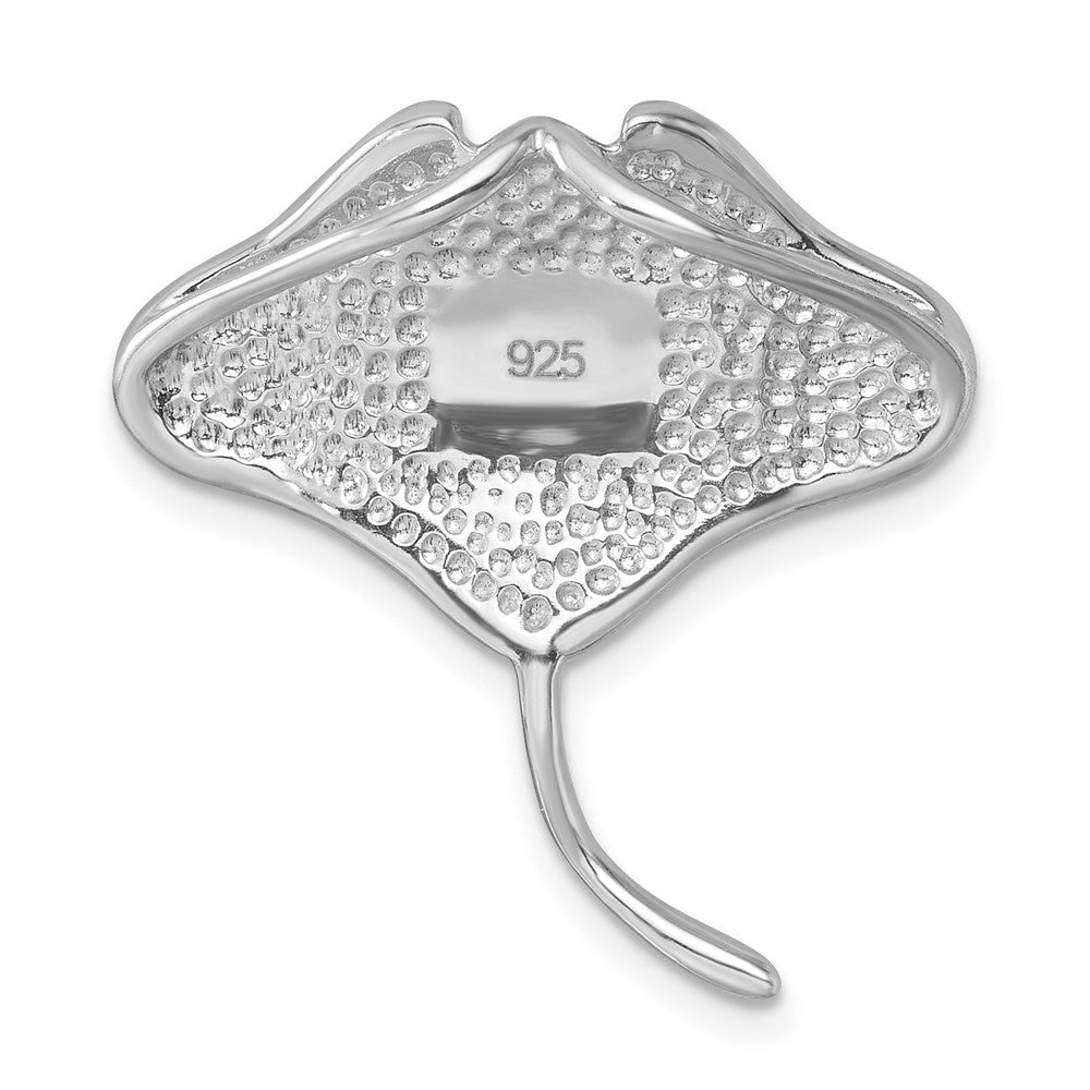 Sterling Silver Rhodium-plated Polished Blue Crystal Ray Pendant IP-240