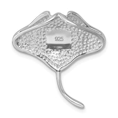 Sterling Silver Rhodium-plated Polished Blue Crystal Ray Pendant IP-240