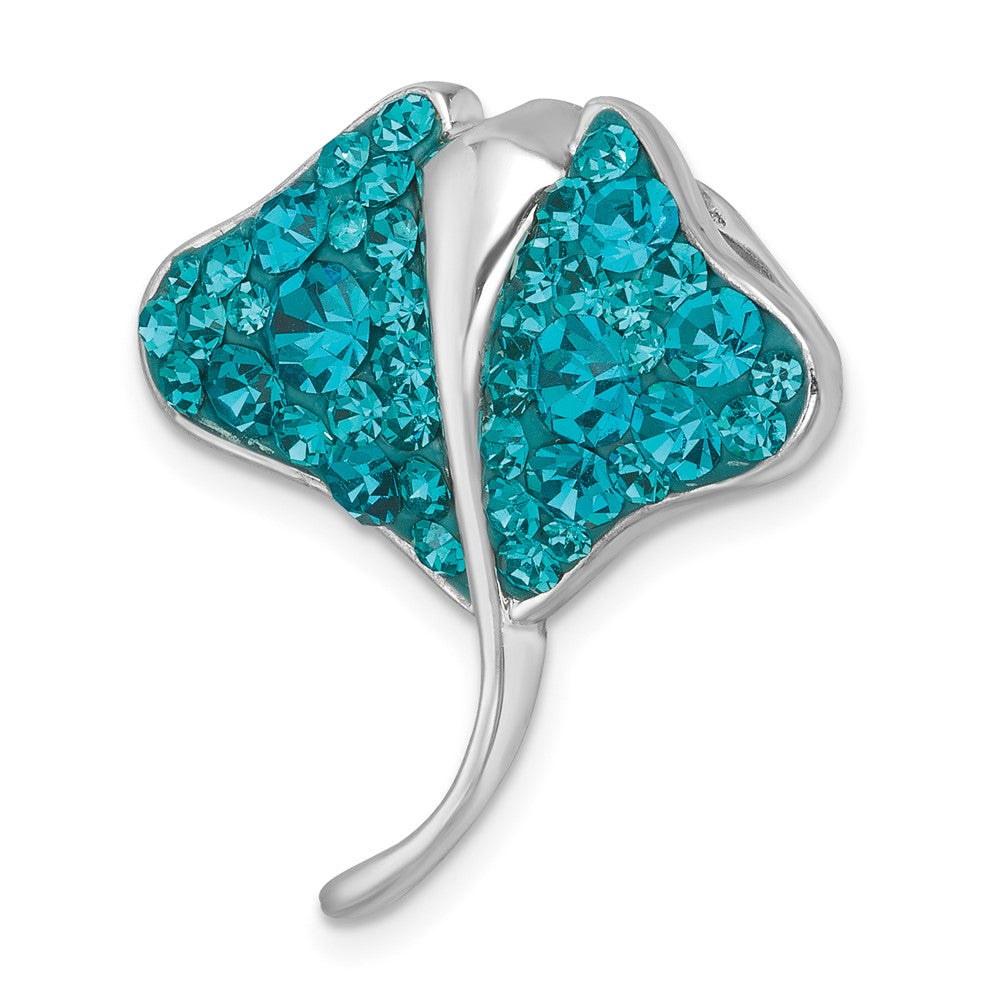 Sterling Silver Rhodium-plated Polished Blue Crystal Ray Pendant IP-240