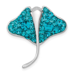 Sterling Silver Rhodium-plated Polished Blue Crystal Ray Pendant IP-240
