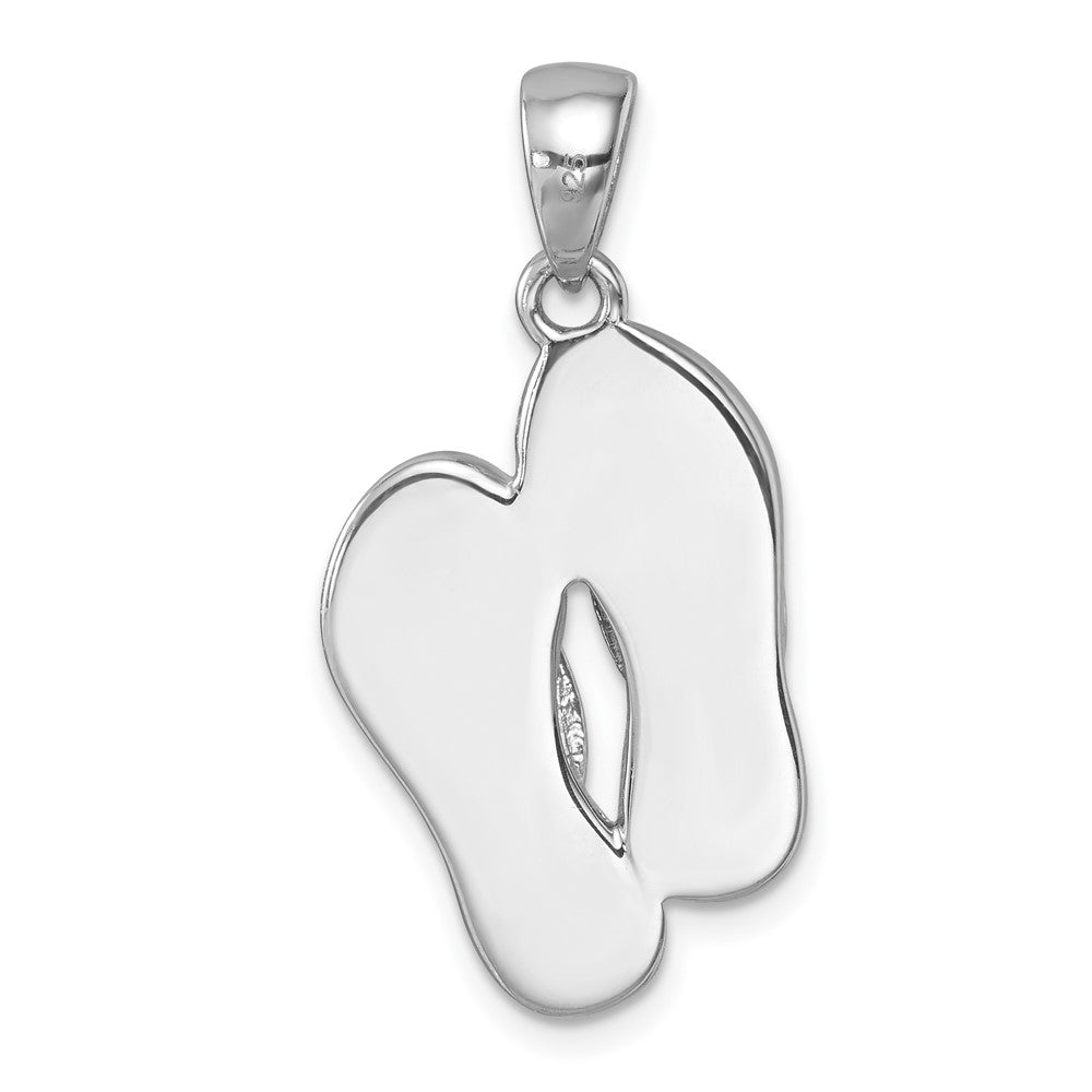 Sterling Silver Rhodium-plated Polished Crystal Double Flip Flop Pendant IP-625