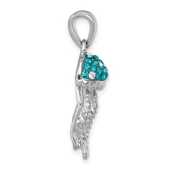 Sterling Silver Rhodium-plated Polished Crystal Jellyfish Pendant IP-626