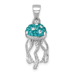 Sterling Silver Rhodium-plated Polished Crystal Jellyfish Pendant IP-626