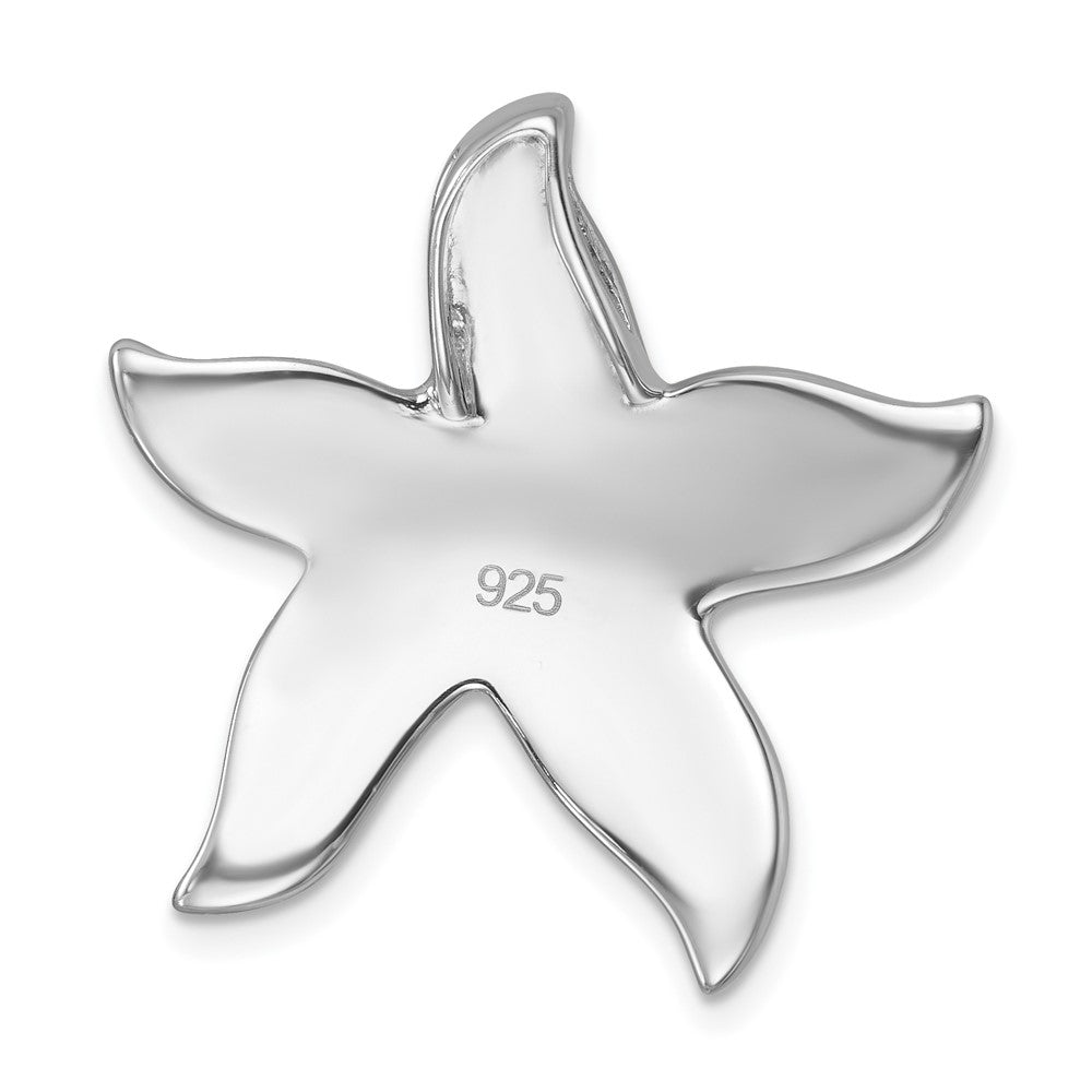 Sterling Silver Rhodium-plated Polished Crystal Starfish Chain Slide IP-653