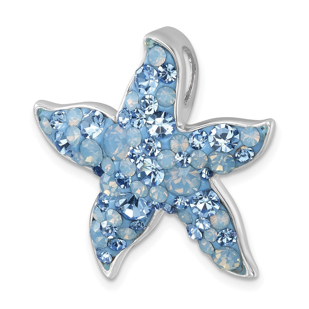 Sterling Silver Rhodium-plated Polished Crystal Starfish Chain Slide IP-653