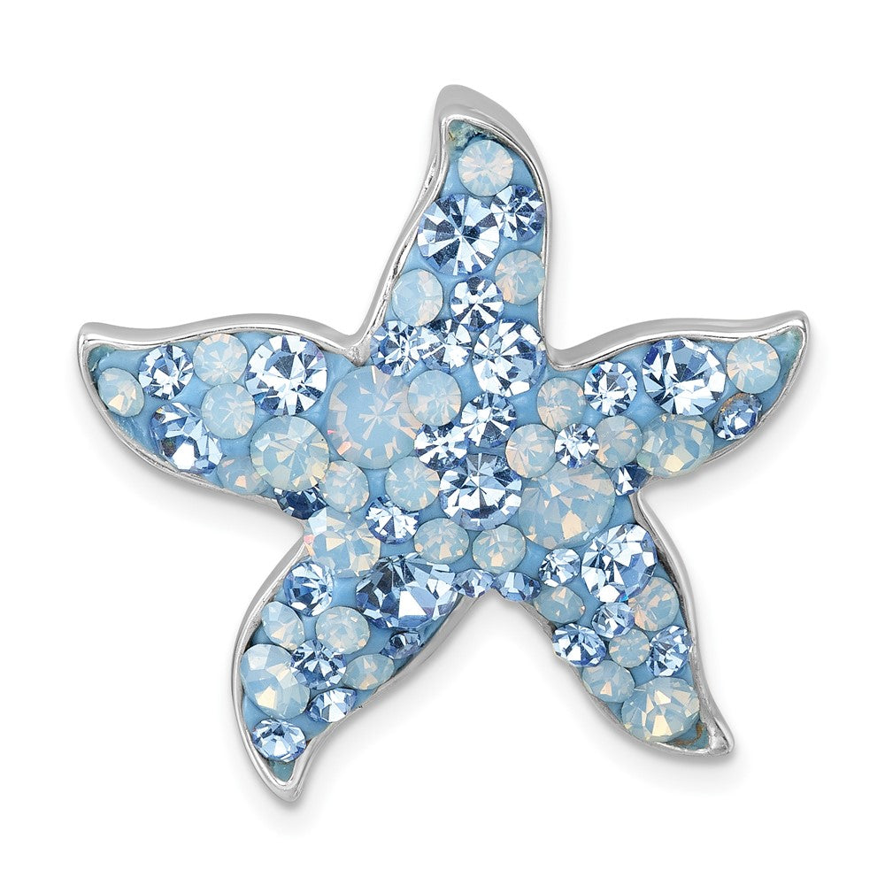 Sterling Silver Rhodium-plated Polished Crystal Starfish Chain Slide IP-653