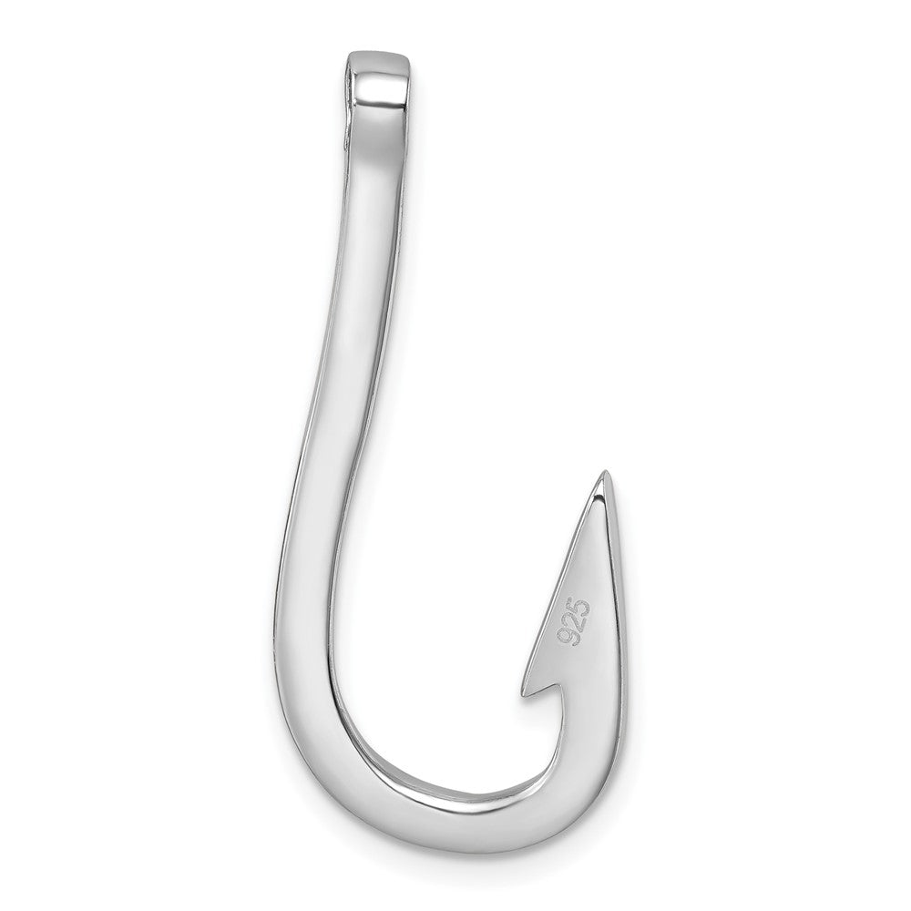 Sterling Silver Rhodium-Plated Polished Crystal Hook Pendant IP-701