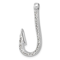 Sterling Silver Rhodium-Plated Polished Crystal Hook Pendant IP-701