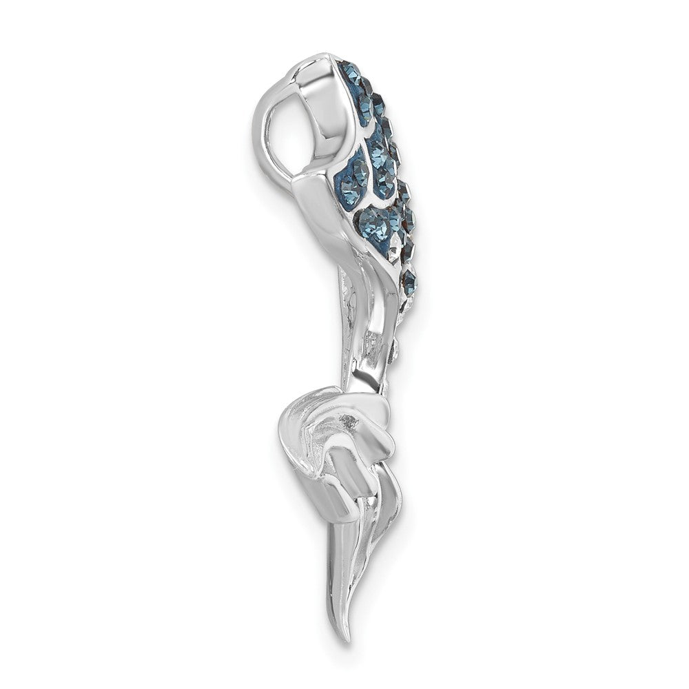Sterling Silver Rhodium-Plated Polished Crystal Mermaid Tail Chain Slide IP-801