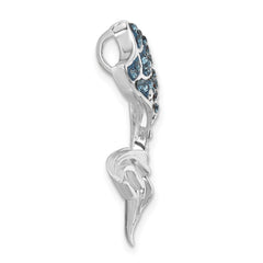 Sterling Silver Rhodium-Plated Polished Crystal Mermaid Tail Chain Slide IP-801