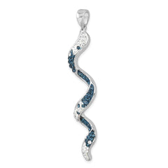 Sterling Silver Rhodium-Plated Polished Long Crystal Twirl Wave Pendant IP-811