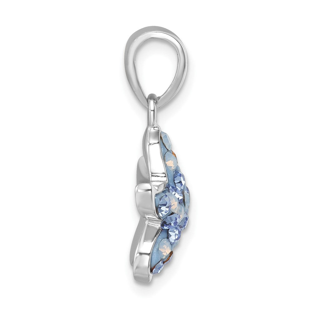 Sterling Silver Rhodium-plated Polished Blue Crystal Starfish Pendant IP-813B