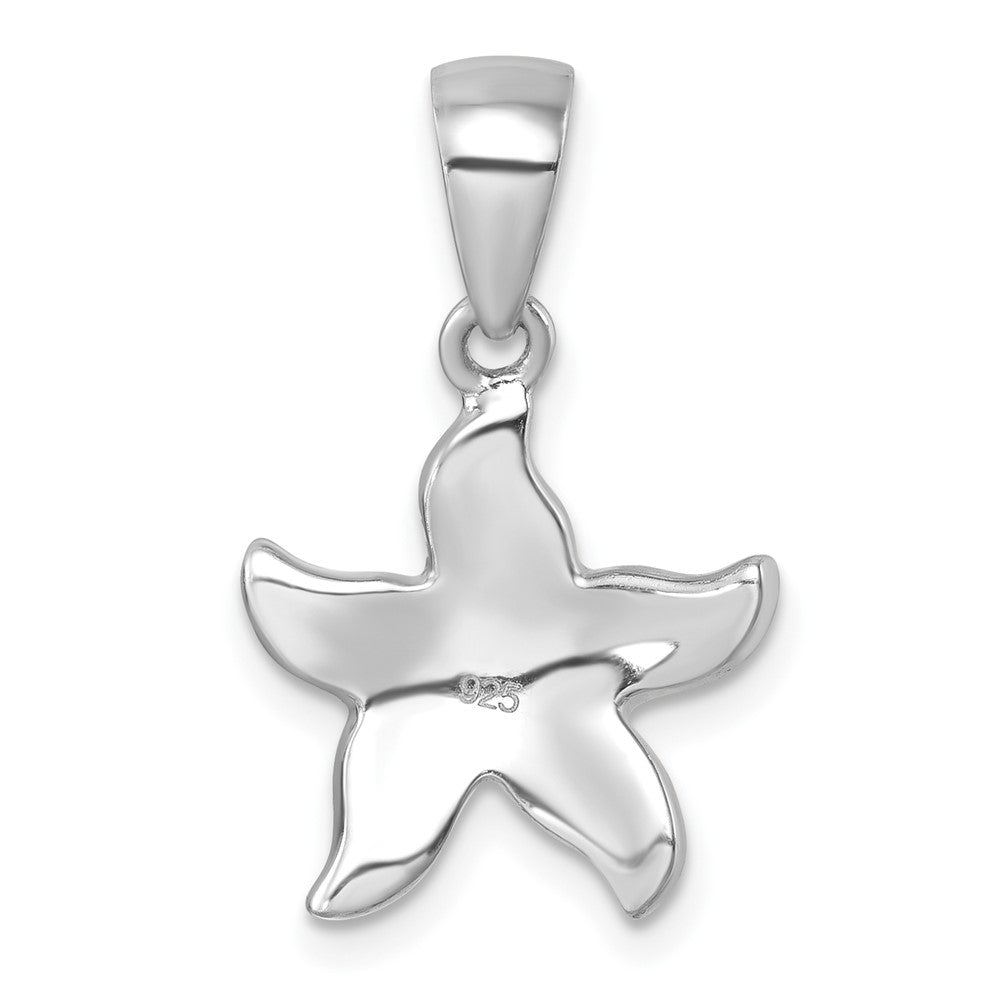 Sterling Silver Rhodium-plated Polished White Crystal Starfish Pendant IP-813W