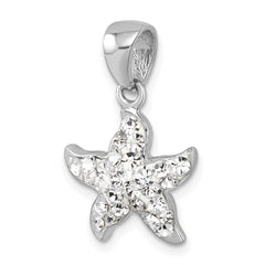 Sterling Silver Rhodium-plated Polished White Crystal Starfish Pendant IP-813W