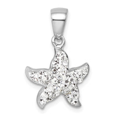 Sterling Silver Rhodium-plated Polished White Crystal Starfish Pendant IP-813W