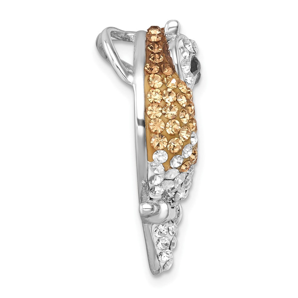Sterling Silver Rhodium-plated Polished Crystal Owl Slide IP-889