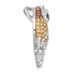 Sterling Silver Rhodium-plated Polished Crystal Owl Slide IP-889