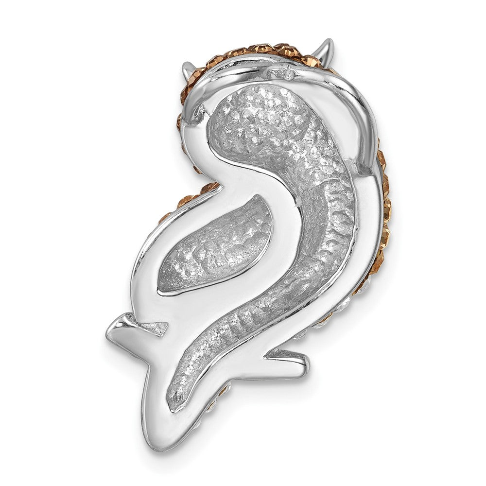 Sterling Silver Rhodium-plated Polished Crystal Owl Slide IP-889