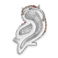 Sterling Silver Rhodium-plated Polished Crystal Owl Slide IP-889