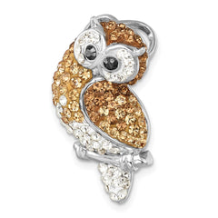 Sterling Silver Rhodium-plated Polished Crystal Owl Slide IP-889