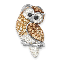 Sterling Silver Rhodium-plated Polished Crystal Owl Slide IP-889