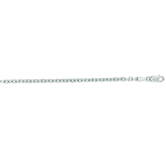 White Gold Polished Diamond Cut Cable Necklace