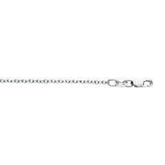 White Gold Polished Oval Cable Necklace