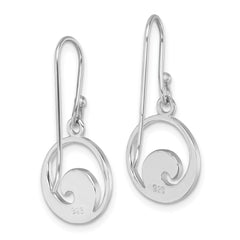 LE-002 Sterling Silver Rhodium-plated Enameled Wave Dangle Earring