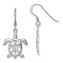 LE-054 Sterling Silver Rhodium-plated Cut Out Mother and Baby Turtle Dangle Earring