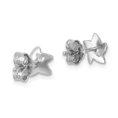 LE-122 Sterling Silver Rhodium-plated Polished Enameled Starfish Post Earring