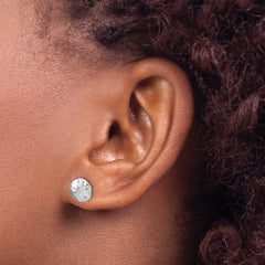 LE-1734 Sterling Silver Rhodium-plated Polished Sand Dollar Post Earring