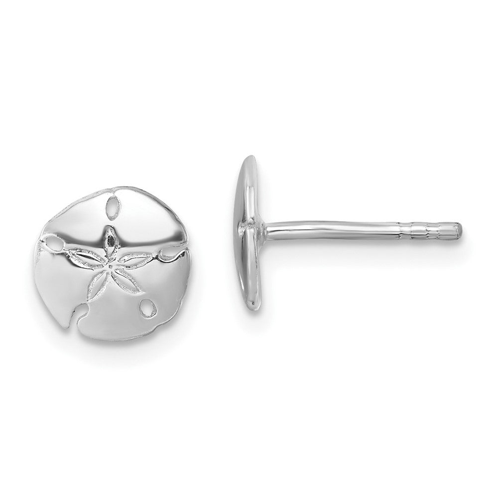 LE-1734 Sterling Silver Rhodium-plated Polished Sand Dollar Post Earring