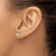 LE-1783 Sterling Silver Small Pointed Star Fish Post Earring