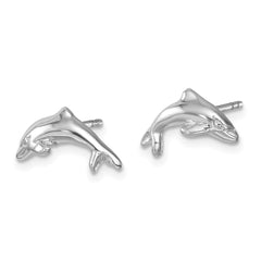 LE-211 Sterling Silver Rhodium-plated Polished Dolphin Post Earring
