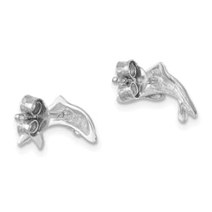 LE-211 Sterling Silver Rhodium-plated Polished Dolphin Post Earring