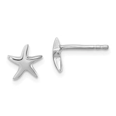 LE-890 Sterling Silver Rhodium-plated Polished Starfish Post Earring
