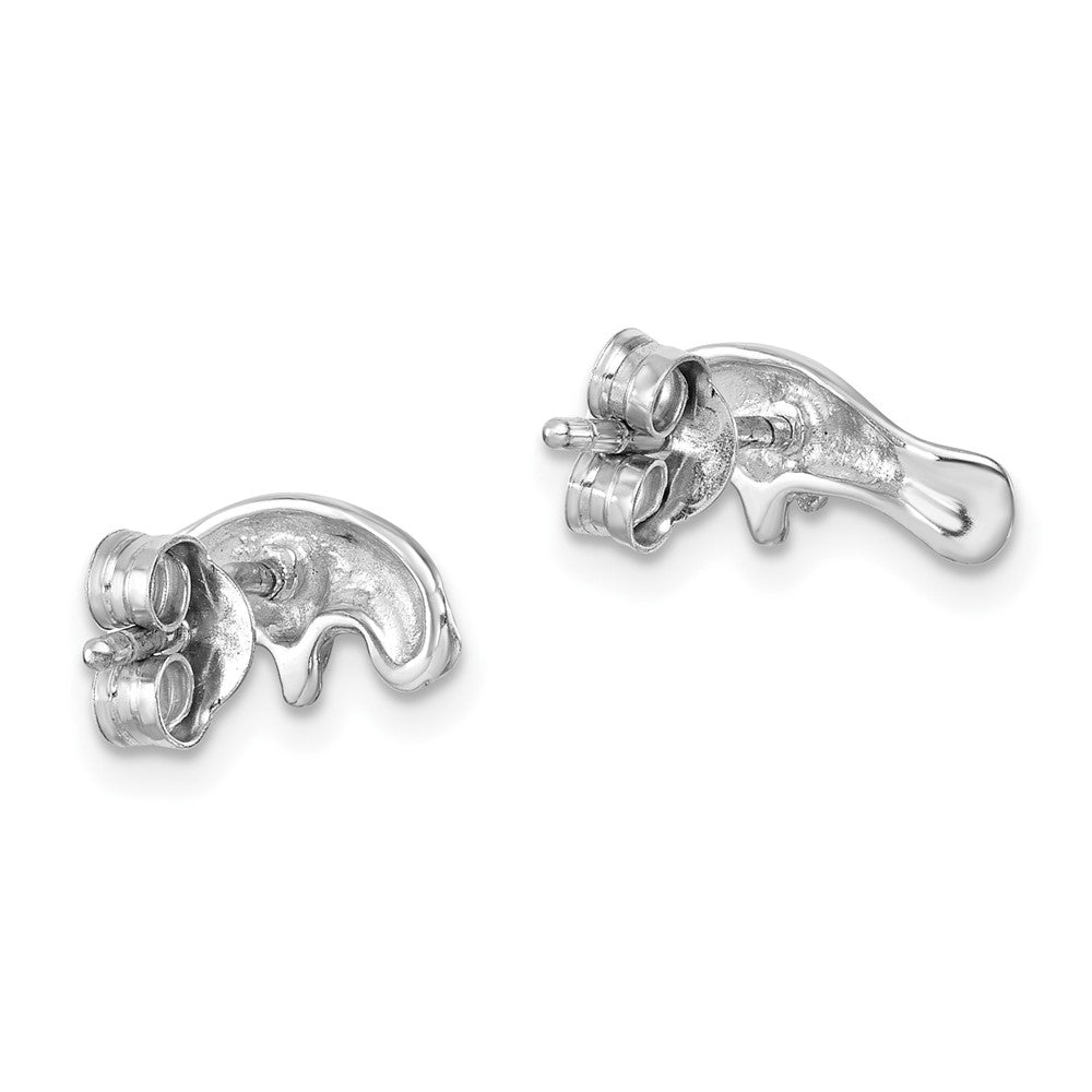 LE-96210 Sterling Silver Rhodium-plated Polished Manatee Post Earring