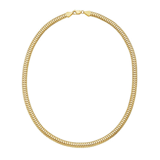 Yellow Gold Diamond Cut/ Textured Lite Oval Snake Chain Necklace