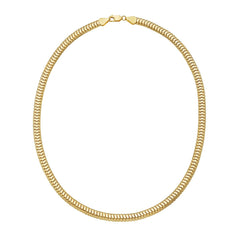 Yellow Gold Diamond Cut/ Textured Lite Oval Snake Chain Necklace