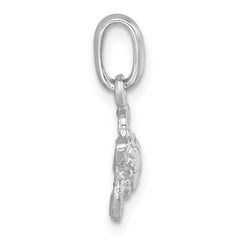 Sterling Silver Rhodium-plated Polished Small Swimming Turtle Pendant LP-007