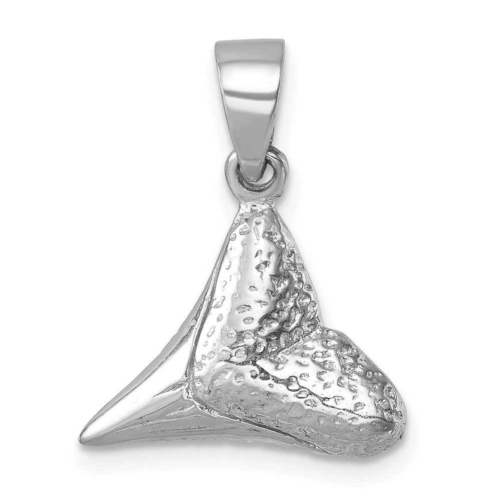 Sterling Silver Rhodium-plated Polished Shark Tooth Pendant LP-014