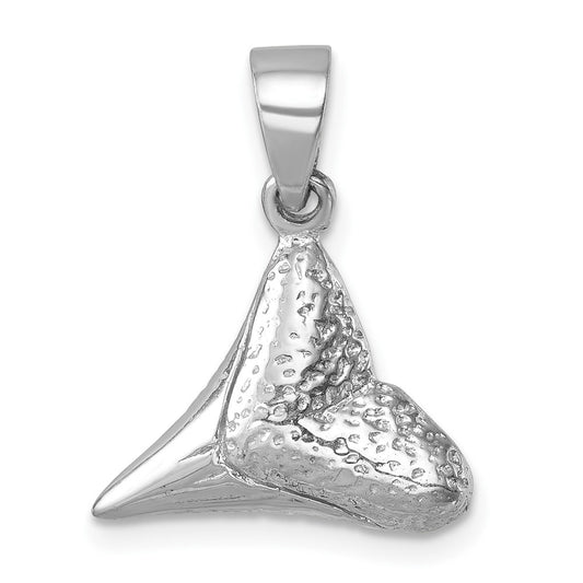 Sterling Silver Rhodium-plated Polished Shark Tooth Pendant LP-014